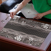 Hawaiian Art Flower Tribal with Lei Puzzle Palaka Pattern Grayscale - Polynesian Pride