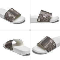 Hawaiian Art Flower Tribal with Lei Slide Sandals Palaka Pattern Grayscale - Polynesian Pride