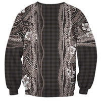 Hawaiian Art Flower Tribal with Lei Sweatshirt Palaka Pattern Grayscale - Polynesian Pride