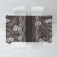 Hawaiian Art Flower Tribal with Lei Tablecloth Palaka Pattern Grayscale - Polynesian Pride