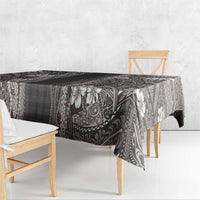 Hawaiian Art Flower Tribal with Lei Tablecloth Palaka Pattern Grayscale - Polynesian Pride