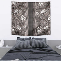 Hawaiian Art Flower Tribal with Lei Tapestry Palaka Pattern Grayscale - Polynesian Pride
