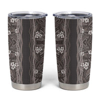 Hawaiian Art Flower Tribal with Lei Tumbler Cup Palaka Pattern Grayscale - Polynesian Pride