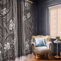 Hawaiian Art Flower Tribal with Lei Window Curtain Palaka Pattern Grayscale - Polynesian Pride