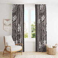 Hawaiian Art Flower Tribal with Lei Window Curtain Palaka Pattern Grayscale - Polynesian Pride