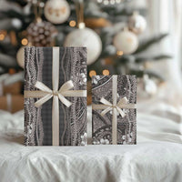 Hawaiian Art Flower Tribal with Lei Wrapping Paper Palaka Pattern Grayscale - Polynesian Pride