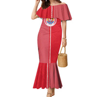 Custom Tahiti Football-Iron Warriors Family Matching Mermaid Dress and Hawaiian Shirt LT03 Mom's Dress Red - Polynesian Pride
