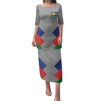 Custom New Caledonia-The Kagus Family Matching Puletasi and Hawaiian Shirt LT03 Mom's Dress Gray - Polynesian Pride
