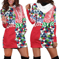 Hawaiian Floral Kakau Tropical Leaves-Sporty Style Hoodie Dress