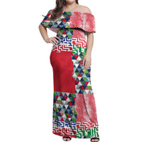 Hawaiian Floral Kakau Tropical Leaves-Sporty Style Off Shoulder Maxi Dress