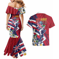 Hawaii Runner-Kakau Art with Lei and Plumeria Couples Matching Mermaid Dress and Hawaiian Shirt