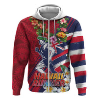Hawaii Runner-Kakau Art with Lei and Plumeria Hoodie
