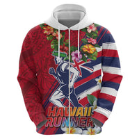 Hawaii Runner-Kakau Art with Lei and Plumeria Hoodie