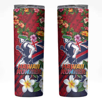 Hawaii Runner-Kakau Art with Lei and Plumeria Skinny Tumbler