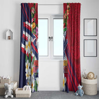 Hawaii Runner-Kakau Art with Lei and Plumeria Window Curtain