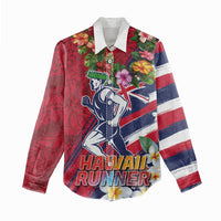 Hawaii Runner-Kakau Art with Lei and Plumeria Women Casual Shirt