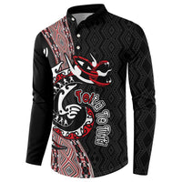 Aotearoa Toitu Te Tiriti Taniko Button Sweatshirt Maori Taniwha Haka - Honour the Treaty LT03 - Polynesian Pride