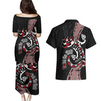 Aotearoa Toitu Te Tiriti Taniko Couples Matching Puletasi and Hawaiian Shirt Maori Taniwha Haka - Honour the Treaty LT03 - Polynesian Pride