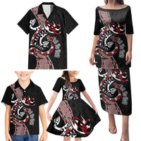 Aotearoa Toitu Te Tiriti Taniko Family Matching Puletasi and Hawaiian Shirt Maori Taniwha Haka - Honour the Treaty LT03 - Polynesian Pride