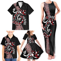 Aotearoa Toitu Te Tiriti Taniko Family Matching Tank Maxi Dress and Hawaiian Shirt Maori Taniwha Haka - Honour the Treaty LT03 - Polynesian Pride