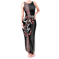 Aotearoa Toitu Te Tiriti Taniko Tank Maxi Dress Maori Taniwha Haka - Honour the Treaty LT03 Women Black - Polynesian Pride