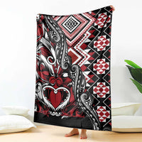 Aotearoa Maori Moko Art with Taniko Half Style Blanket