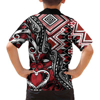 Aotearoa Maori Moko Art with Taniko Half Style Family Matching Puletasi and Hawaiian Shirt LT03 - Polynesian Pride