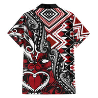 Aotearoa Maori Moko Art with Taniko Half Style Family Matching Puletasi and Hawaiian Shirt LT03 - Polynesian Pride