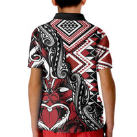 Aotearoa Maori Moko Art with Taniko Half Style Kid Polo Shirt LT03 - Polynesian Pride
