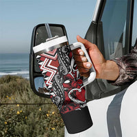 Aotearoa Maori Moko Art with Taniko Half Style Tumbler With Handle