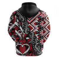 Aotearoa Maori Moko Art with Taniko Half Style Zip Hoodie LT03 - Polynesian Pride