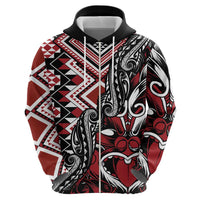 Aotearoa Maori Moko Art with Taniko Half Style Zip Hoodie LT03 - Polynesian Pride