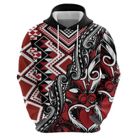 Aotearoa Maori Moko Art with Taniko Half Style Zip Hoodie LT03 - Polynesian Pride