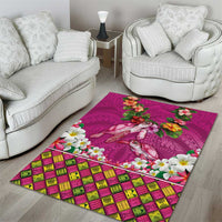 Hawaiian Lei Turtle and Plumeria Area Rug Polynerian Art Tattoo-Plum Pink Color