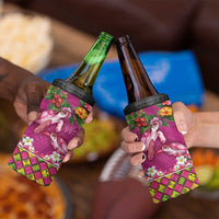 Hawaiian Lei Turtle and Plumeria 4 in 1 Can Cooler Tumbler Polynerian Art Tattoo-Plum Pink Color