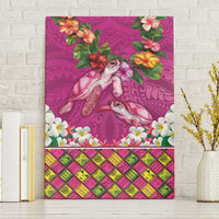 Hawaiian Lei Turtle and Plumeria Canvas Wall Art Polynerian Art Tattoo-Plum Pink Color