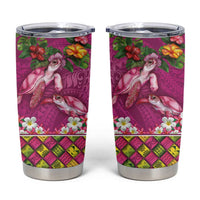 Hawaiian Lei Turtle and Plumeria Tumbler Cup Polynerian Art Tattoo-Plum Pink Color