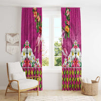 Hawaiian Lei Turtle and Plumeria Window Curtain Polynerian Art Tattoo-Plum Pink Color