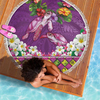 Hawaiian Lei Turtle and Plumeria Beach Blanket Polynerian Art Tattoo-Mauve Color