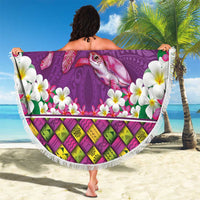 Hawaiian Lei Turtle and Plumeria Beach Blanket Polynerian Art Tattoo-Mauve Color