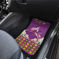 Hawaiian Lei Turtle and Plumeria Car Mats Polynerian Art Tattoo-Mauve Color