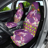 Hawaiian Lei Turtle and Plumeria Car Seat Cover Polynerian Art Tattoo-Mauve Color
