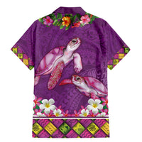 Hawaiian Lei Turtle and Plumeria Family Matching Mermaid Dress and Hawaiian Shirt Polynerian Art Tattoo-Mauve Color