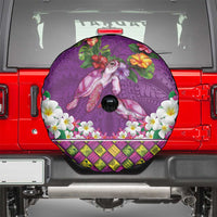 Hawaiian Lei Turtle and Plumeria Spare Tire Cover Polynerian Art Tattoo-Mauve Color