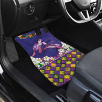 Hawaiian Lei Turtle and Plumeria Car Mats Polynerian Art Tattoo-Navy Color