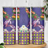 Hawaiian Lei Turtle and Plumeria Skinny Tumbler Polynerian Art Tattoo-Navy Color LT03 - Polynesian Pride