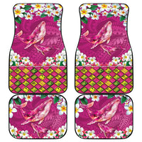 Hawaiian Plumeria and Humpback Whales Car Mats Polynerian Art Tattoo-Plum Pink Color