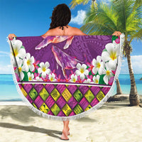 Hawaiian Plumeria and Humpback Whales Beach Blanket Polynerian Art Tattoo-Mauve Color