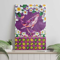 Hawaiian Plumeria and Humpback Whales Canvas Wall Art Polynerian Art Tattoo-Mauve Color