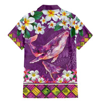 Hawaiian Plumeria and Humpback Whales Family Matching Mermaid Dress and Hawaiian Shirt Polynerian Art Tattoo-Mauve Color